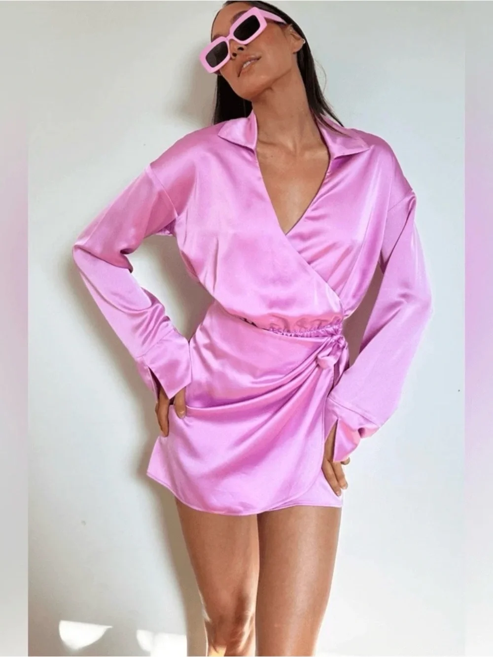 NWT - Show Me Your MuMu Satin Wrap Mini Dress